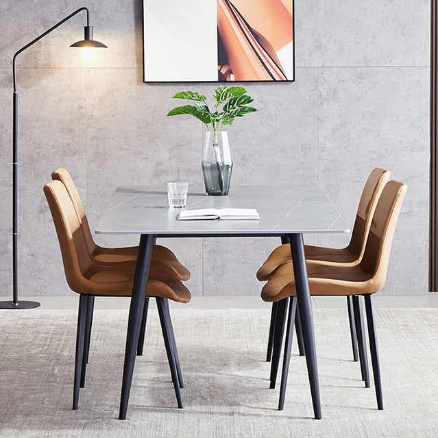 Sintered Stone Grey Tone Table Industrial 4 Legs Table for Dining Room Clearhalo ' dining_table' 'Dining Tables & Seating' 'Dining Tables' 'furn' 'furn_dining_table' 'Furniture' 'furniture_dining_table' 'Kitchen & Dining Furniture' 'kitchen&dining_furn' 'kitchen' 'kitchen_dining_table' 4156366