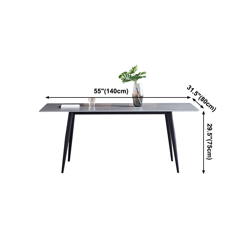 Sintered Stone Grey Tone Table Industrial 4 Legs Table for Dining Room Clearhalo ' dining_table' 'Dining Tables & Seating' 'Dining Tables' 'furn' 'furn_dining_table' 'Furniture' 'furniture_dining_table' 'Kitchen & Dining Furniture' 'kitchen&dining_furn' 'kitchen' 'kitchen_dining_table' 4156369