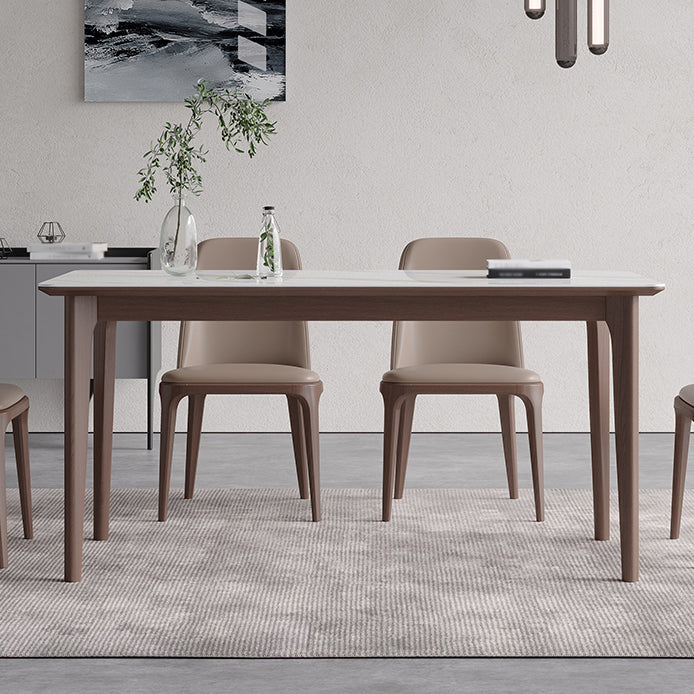 Rectangle 4 Legs Mid-Century Table White Color Fixed Table of Sintered Stone Clearhalo ' dining_table' 'Dining Tables & Seating' 'Dining Tables' 'furn' 'furn_dining_table' 'Furniture' 'furniture_dining_table' 'Kitchen & Dining Furniture' 'kitchen&dining_furn' 'kitchen' 'kitchen_dining_table' 4156385
