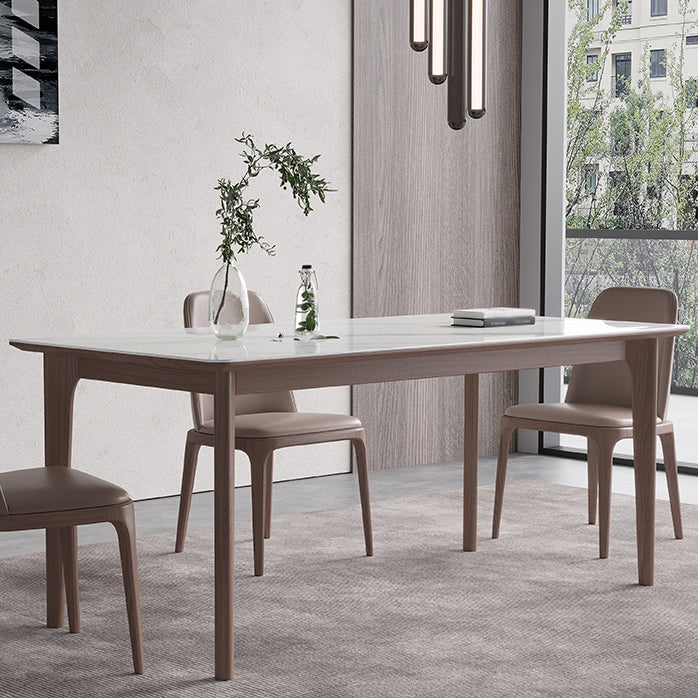Rectangle 4 Legs Mid-Century Table White Color Fixed Table of Sintered Stone Clearhalo ' dining_table' 'Dining Tables & Seating' 'Dining Tables' 'furn' 'furn_dining_table' 'Furniture' 'furniture_dining_table' 'Kitchen & Dining Furniture' 'kitchen&dining_furn' 'kitchen' 'kitchen_dining_table' 4156386