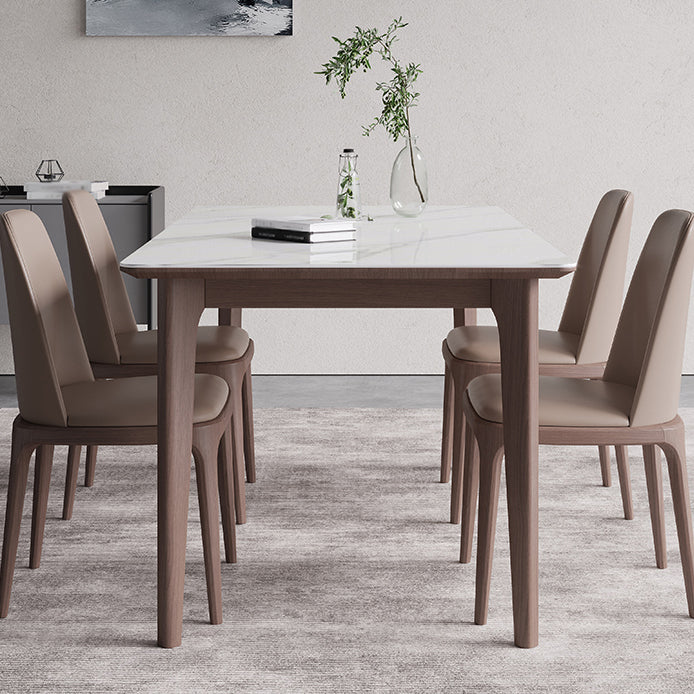 Rectangle 4 Legs Mid-Century Table White Color Fixed Table of Sintered Stone Clearhalo ' dining_table' 'Dining Tables & Seating' 'Dining Tables' 'furn' 'furn_dining_table' 'Furniture' 'furniture_dining_table' 'Kitchen & Dining Furniture' 'kitchen&dining_furn' 'kitchen' 'kitchen_dining_table' 4156387