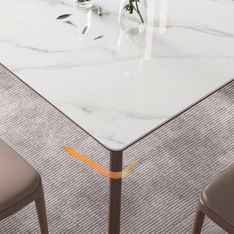 Rectangle 4 Legs Mid-Century Table White Color Fixed Table of Sintered Stone Clearhalo ' dining_table' 'Dining Tables & Seating' 'Dining Tables' 'furn' 'furn_dining_table' 'Furniture' 'furniture_dining_table' 'Kitchen & Dining Furniture' 'kitchen&dining_furn' 'kitchen' 'kitchen_dining_table' 4156391