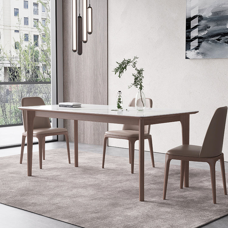 Rectangle 4 Legs Mid-Century Table White Color Fixed Table of Sintered Stone Clearhalo ' dining_table' 'Dining Tables & Seating' 'Dining Tables' 'furn' 'furn_dining_table' 'Furniture' 'furniture_dining_table' 'Kitchen & Dining Furniture' 'kitchen&dining_furn' 'kitchen' 'kitchen_dining_table' 4156394
