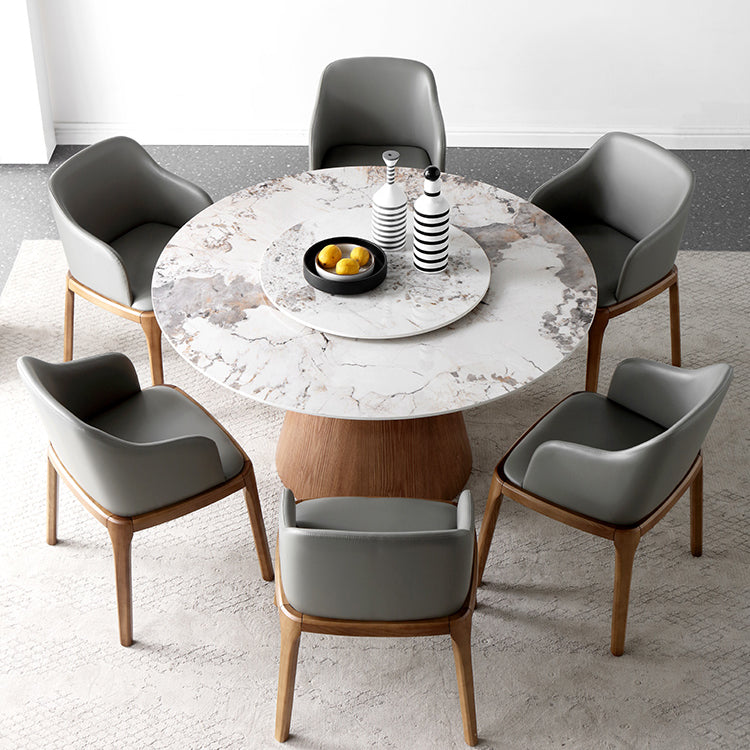 Contemporary Round Shape Gray Table Standard Sintered Stone Dining Table for Kitchen Clearhalo ' dining_table' 'Dining Tables & Seating' 'Dining Tables' 'furn' 'furn_dining_table' 'Furniture' 'furniture_dining_table' 'Kitchen & Dining Furniture' 'kitchen&dining_furn' 'kitchen' 'kitchen_dining_table' 4156398
