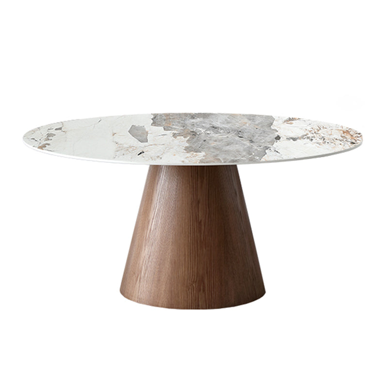 Contemporary Round Shape Gray Table Standard Sintered Stone Dining Table for Kitchen Fixed Table Without Chairs Clearhalo ' dining_table' 'Dining Tables & Seating' 'Dining Tables' 'furn' 'furn_dining_table' 'Furniture' 'furniture_dining_table' 'Kitchen & Dining Furniture' 'kitchen&dining_furn' 'kitchen' 'kitchen_dining_table' 4156399