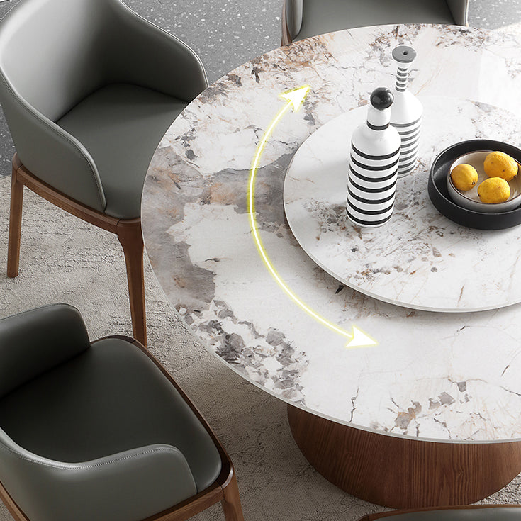 Contemporary Round Shape Gray Table Standard Sintered Stone Dining Table for Kitchen Clearhalo ' dining_table' 'Dining Tables & Seating' 'Dining Tables' 'furn' 'furn_dining_table' 'Furniture' 'furniture_dining_table' 'Kitchen & Dining Furniture' 'kitchen&dining_furn' 'kitchen' 'kitchen_dining_table' 4156404