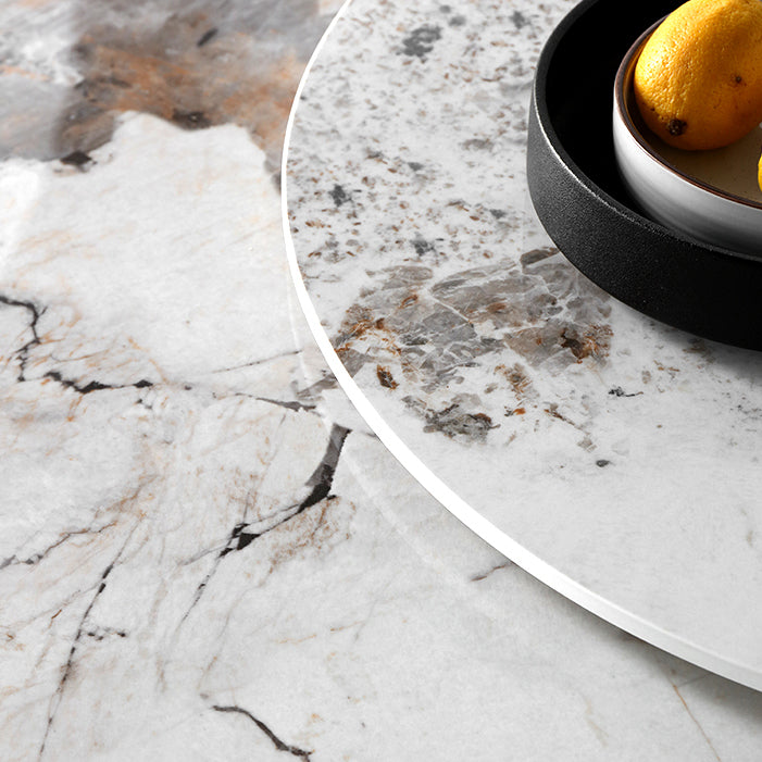 Contemporary Round Shape Gray Table Standard Sintered Stone Dining Table for Kitchen Clearhalo ' dining_table' 'Dining Tables & Seating' 'Dining Tables' 'furn' 'furn_dining_table' 'Furniture' 'furniture_dining_table' 'Kitchen & Dining Furniture' 'kitchen&dining_furn' 'kitchen' 'kitchen_dining_table' 4156405