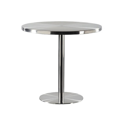 Metal Industrial Table Stainless Steel Top Dining Table with Pedestal Base Round Without Chairs Clearhalo ' dining_table' 'Dining Tables & Seating' 'Dining Tables' 'furn' 'furn_dining_table' 'Furniture' 'furniture_dining_table' 'Kitchen & Dining Furniture' 'kitchen&dining_furn' 'kitchen' 'kitchen_dining_table' 4156416
