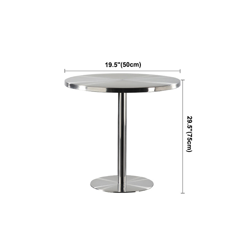 Metal Industrial Table Stainless Steel Top Dining Table with Pedestal Base Clearhalo ' dining_table' 'Dining Tables & Seating' 'Dining Tables' 'furn' 'furn_dining_table' 'Furniture' 'furniture_dining_table' 'Kitchen & Dining Furniture' 'kitchen&dining_furn' 'kitchen' 'kitchen_dining_table' 4156422