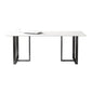 Rectangle Double Pedestal Industrial Table Fixed Table with Sintered Stone White Without Chairs Clearhalo ' dining_table' 'Dining Tables & Seating' 'Dining Tables' 'furn' 'furn_dining_table' 'Furniture' 'furniture_dining_table' 'Kitchen & Dining Furniture' 'kitchen&dining_furn' 'kitchen' 'kitchen_dining_table' 4156431