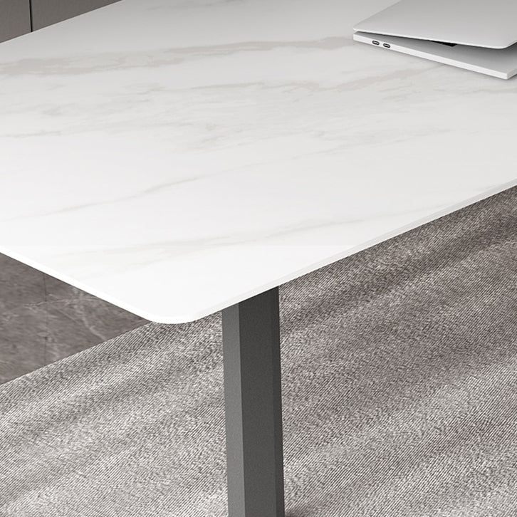 Rectangle Double Pedestal Industrial Table Fixed Table with Sintered Stone Clearhalo ' dining_table' 'Dining Tables & Seating' 'Dining Tables' 'furn' 'furn_dining_table' 'Furniture' 'furniture_dining_table' 'Kitchen & Dining Furniture' 'kitchen&dining_furn' 'kitchen' 'kitchen_dining_table' 4156433