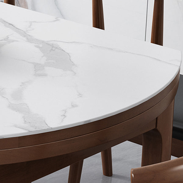 Minimalist Extendable Round Shape Table Standard Sintered Stone Dining Table for Kitchen Clearhalo ' dining_table' 'Dining Tables & Seating' 'Dining Tables' 'furn' 'furn_dining_table' 'Furniture' 'furniture_dining_table' 'Kitchen & Dining Furniture' 'kitchen&dining_furn' 'kitchen' 'kitchen_dining_table' 4156461
