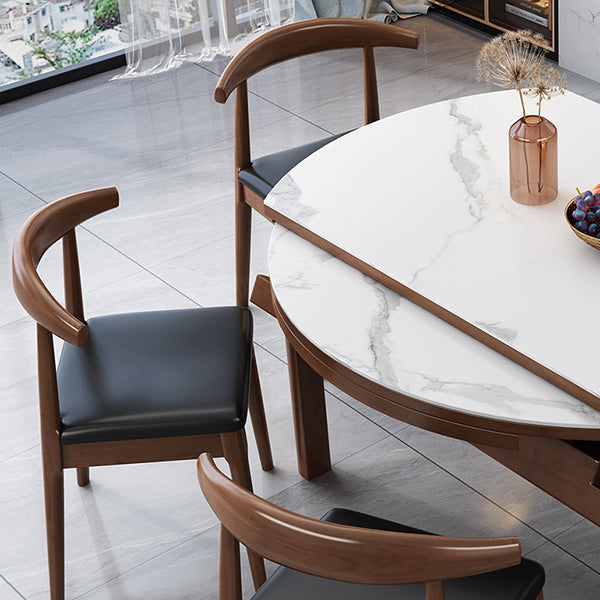 Minimalist Extendable Round Shape Table Standard Sintered Stone Dining Table for Kitchen Clearhalo ' dining_table' 'Dining Tables & Seating' 'Dining Tables' 'furn' 'furn_dining_table' 'Furniture' 'furniture_dining_table' 'Kitchen & Dining Furniture' 'kitchen&dining_furn' 'kitchen' 'kitchen_dining_table' 4156463