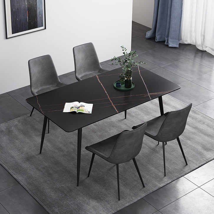 Sintered Stone Industrial Dining Table 4 Legs Base Rectangle Table for Home Clearhalo ' dining_table' 'Dining Tables & Seating' 'Dining Tables' 'furn' 'furn_dining_table' 'Furniture' 'furniture_dining_table' 'Kitchen & Dining Furniture' 'kitchen&dining_furn' 'kitchen' 'kitchen_dining_table' 4156481