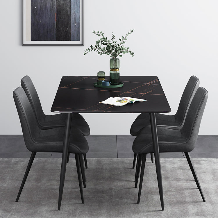 Sintered Stone Industrial Dining Table 4 Legs Base Rectangle Table for Home Clearhalo ' dining_table' 'Dining Tables & Seating' 'Dining Tables' 'furn' 'furn_dining_table' 'Furniture' 'furniture_dining_table' 'Kitchen & Dining Furniture' 'kitchen&dining_furn' 'kitchen' 'kitchen_dining_table' 4156484