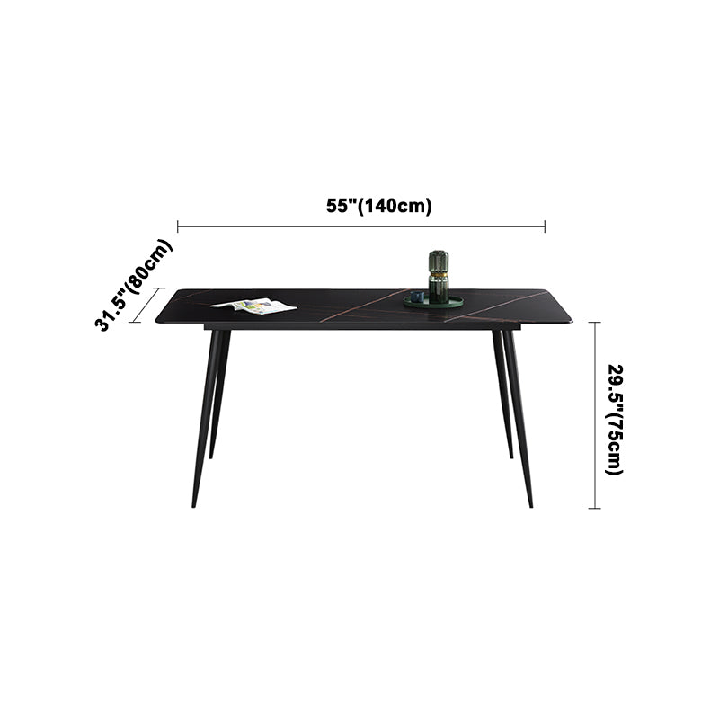 Sintered Stone Industrial Dining Table 4 Legs Base Rectangle Table for Home Clearhalo ' dining_table' 'Dining Tables & Seating' 'Dining Tables' 'furn' 'furn_dining_table' 'Furniture' 'furniture_dining_table' 'Kitchen & Dining Furniture' 'kitchen&dining_furn' 'kitchen' 'kitchen_dining_table' 4156493