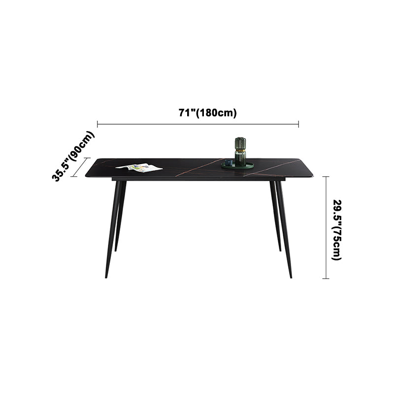 Sintered Stone Industrial Dining Table 4 Legs Base Rectangle Table for Home Clearhalo ' dining_table' 'Dining Tables & Seating' 'Dining Tables' 'furn' 'furn_dining_table' 'Furniture' 'furniture_dining_table' 'Kitchen & Dining Furniture' 'kitchen&dining_furn' 'kitchen' 'kitchen_dining_table' 4156495