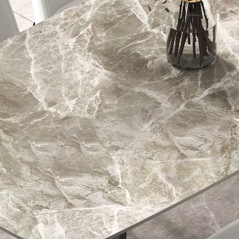 Contemporary Sintered Stone Dining Table Gray Rectangle Dining Table for Kitchen Clearhalo ' dining_table' 'Dining Tables & Seating' 'Dining Tables' 'furn' 'furn_dining_table' 'Furniture' 'furniture_dining_table' 'Kitchen & Dining Furniture' 'kitchen&dining_furn' 'kitchen' 'kitchen_dining_table' 4156515