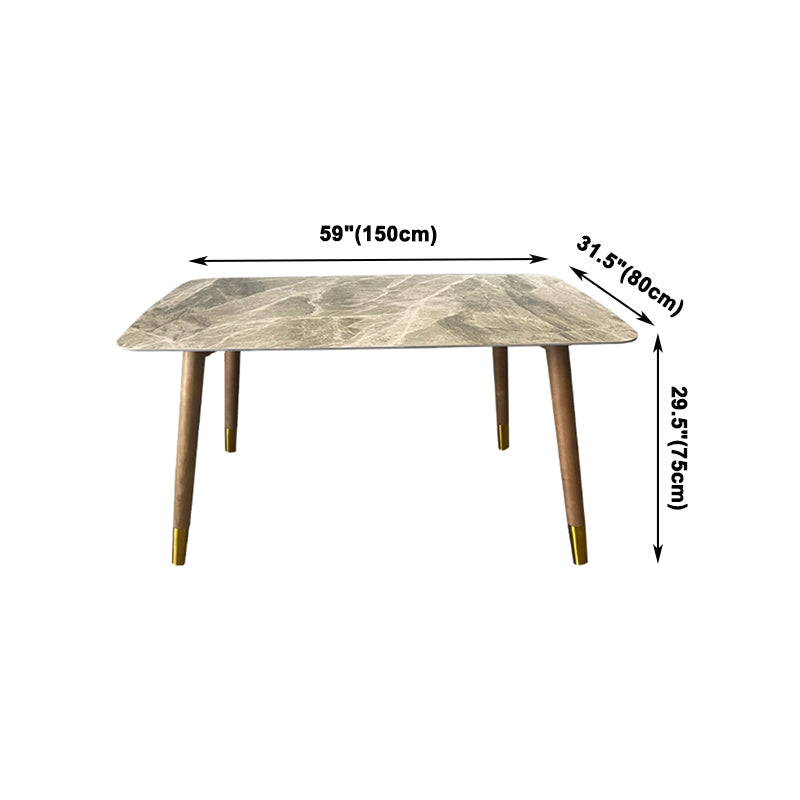 Solid Wood Contemporary Rectangular Table Sintered Stone Top Table with Wood Legs Clearhalo ' dining_table' 'Dining Tables & Seating' 'Dining Tables' 'furn' 'furn_dining_table' 'Furniture' 'furniture_dining_table' 'Kitchen & Dining Furniture' 'kitchen&dining_furn' 'kitchen' 'kitchen_dining_table' 4156533