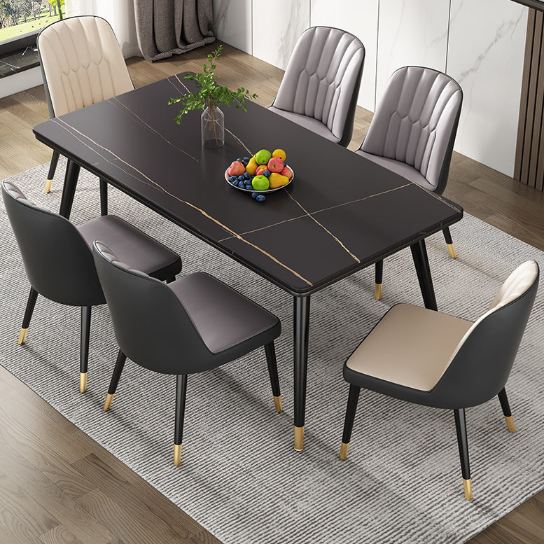 Sintered Stone Dining Table Luxury Style 4 Legs Base Rectangle Table for Home Black Gold Without Chairs Clearhalo ' dining_table' 'Dining Tables & Seating' 'Dining Tables' 'furn' 'furn_dining_table' 'Furniture' 'furniture_dining_table' 'Kitchen & Dining Furniture' 'kitchen&dining_furn' 'kitchen' 'kitchen_dining_table' 4156549