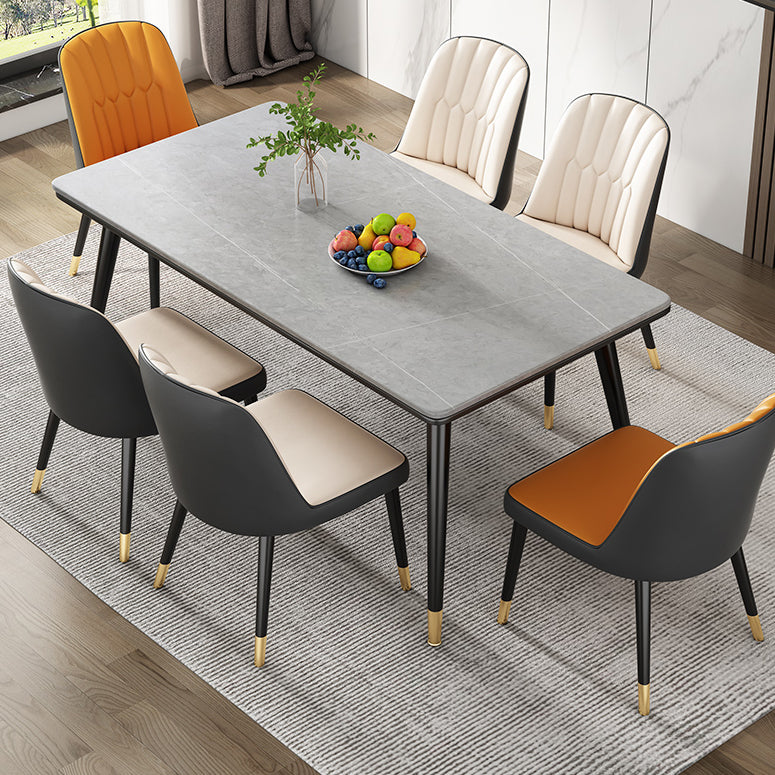Sintered Stone Dining Table Luxury Style 4 Legs Base Rectangle Table for Home Gray Without Chairs Clearhalo ' dining_table' 'Dining Tables & Seating' 'Dining Tables' 'furn' 'furn_dining_table' 'Furniture' 'furniture_dining_table' 'Kitchen & Dining Furniture' 'kitchen&dining_furn' 'kitchen' 'kitchen_dining_table' 4156556
