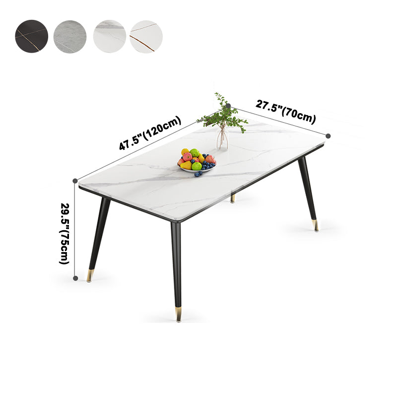 Sintered Stone Dining Table Luxury Style 4 Legs Base Rectangle Table for Home Clearhalo ' dining_table' 'Dining Tables & Seating' 'Dining Tables' 'furn' 'furn_dining_table' 'Furniture' 'furniture_dining_table' 'Kitchen & Dining Furniture' 'kitchen&dining_furn' 'kitchen' 'kitchen_dining_table' 4156558