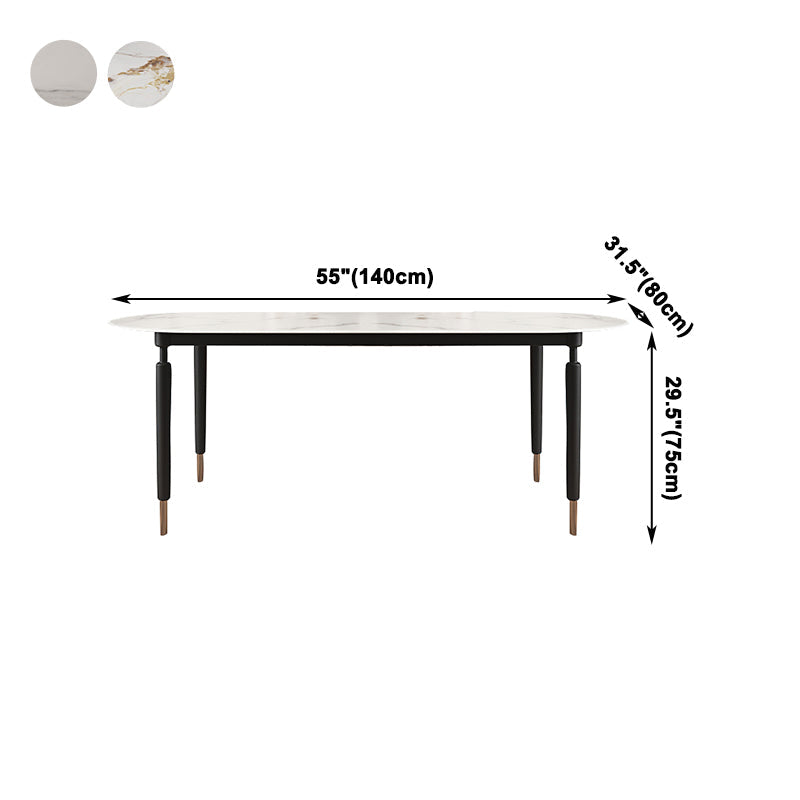 Minimalist Oval Sintered Stone Table Standard Dining Table for Kitchen Clearhalo ' dining_table' 'Dining Tables & Seating' 'Dining Tables' 'furn' 'furn_dining_table' 'Furniture' 'furniture_dining_table' 'Kitchen & Dining Furniture' 'kitchen&dining_furn' 'kitchen' 'kitchen_dining_table' 4156570