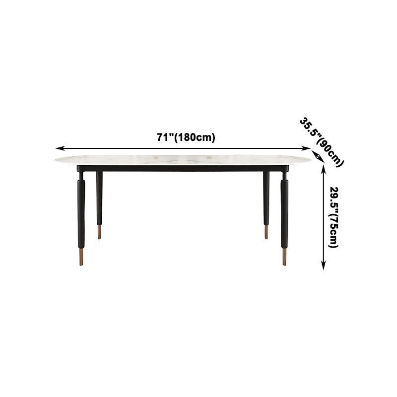 Minimalist Oval Sintered Stone Table Standard Dining Table for Kitchen Clearhalo ' dining_table' 'Dining Tables & Seating' 'Dining Tables' 'furn' 'furn_dining_table' 'Furniture' 'furniture_dining_table' 'Kitchen & Dining Furniture' 'kitchen&dining_furn' 'kitchen' 'kitchen_dining_table' 4156572
