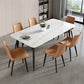 Modern Style Dining Table Rectangle Sintered Stone Dining Table with Black Frame Clearhalo ' dining_table' 'Dining Tables & Seating' 'Dining Tables' 'furn' 'furn_dining_table' 'Furniture' 'furniture_dining_table' 'Kitchen & Dining Furniture' 'kitchen&dining_furn' 'kitchen' 'kitchen_dining_table' 4156575