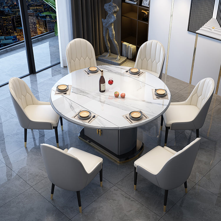 Round Traditional Luxury Dining Table Sintered Stone Table with Pedestal Base Clearhalo ' dining_table' 'Dining Tables & Seating' 'Dining Tables' 'furn' 'furn_dining_table' 'Furniture' 'furniture_dining_table' 'Kitchen & Dining Furniture' 'kitchen&dining_furn' 'kitchen' 'kitchen_dining_table' 4156600