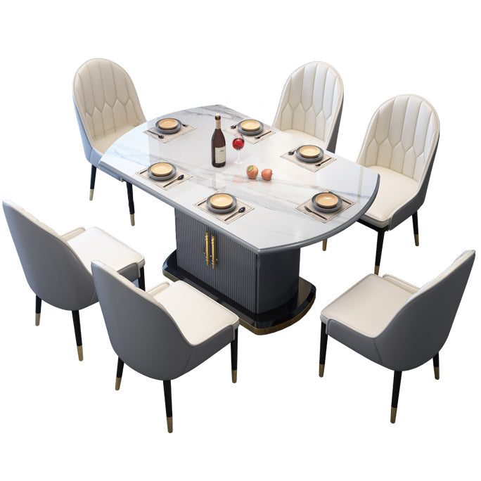 Round Traditional Luxury Dining Table Sintered Stone Table with Pedestal Base Clearhalo ' dining_table' 'Dining Tables & Seating' 'Dining Tables' 'furn' 'furn_dining_table' 'Furniture' 'furniture_dining_table' 'Kitchen & Dining Furniture' 'kitchen&dining_furn' 'kitchen' 'kitchen_dining_table' 4156606