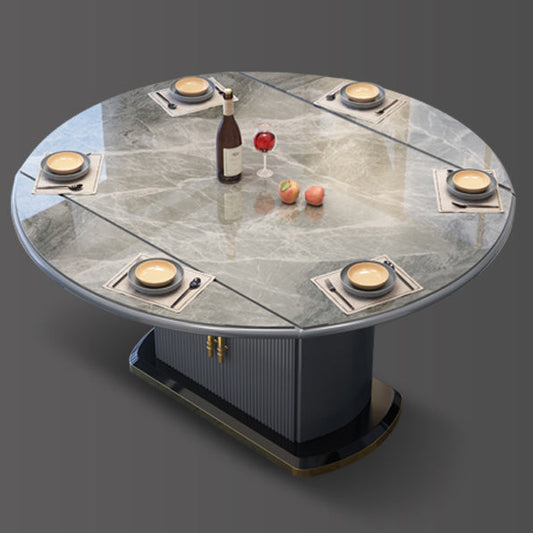 Round Traditional Luxury Dining Table Sintered Stone Table with Pedestal Base