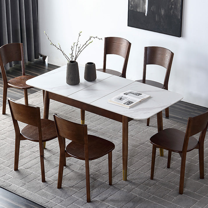 Rectangle Mid-Century Modern Dining Table White Sintered Stone Table with 4 Legs Clearhalo ' dining_table' 'Dining Tables & Seating' 'Dining Tables' 'furn' 'furn_dining_table' 'Furniture' 'furniture_dining_table' 'Kitchen & Dining Furniture' 'kitchen&dining_furn' 'kitchen' 'kitchen_dining_table' 4156639