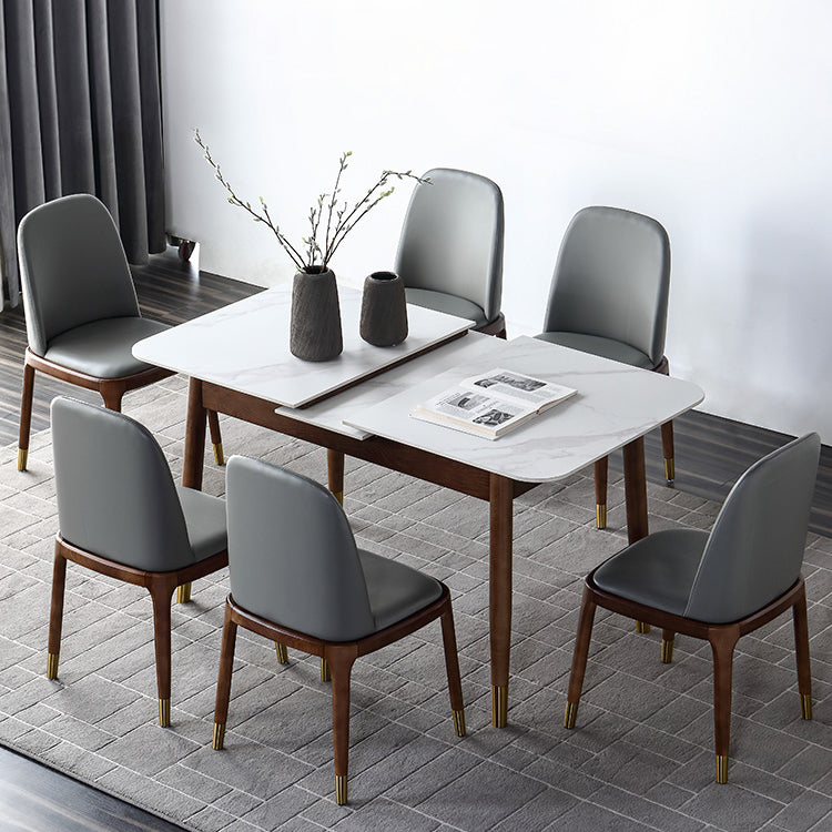 Rectangle Mid-Century Modern Dining Table White Sintered Stone Table with 4 Legs Clearhalo ' dining_table' 'Dining Tables & Seating' 'Dining Tables' 'furn' 'furn_dining_table' 'Furniture' 'furniture_dining_table' 'Kitchen & Dining Furniture' 'kitchen&dining_furn' 'kitchen' 'kitchen_dining_table' 4156641