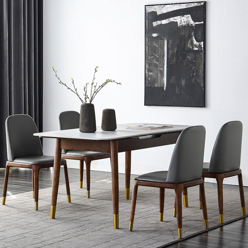 Rectangle Mid-Century Modern Dining Table White Sintered Stone Table with 4 Legs Clearhalo ' dining_table' 'Dining Tables & Seating' 'Dining Tables' 'furn' 'furn_dining_table' 'Furniture' 'furniture_dining_table' 'Kitchen & Dining Furniture' 'kitchen&dining_furn' 'kitchen' 'kitchen_dining_table' 4156646