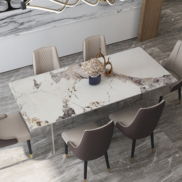 Acrylic Contemporary Rectangular Table Sintered Stone Table for Dining Room Clearhalo ' dining_table' 'Dining Tables & Seating' 'Dining Tables' 'furn' 'furn_dining_table' 'Furniture' 'furniture_dining_table' 'Kitchen & Dining Furniture' 'kitchen&dining_furn' 'kitchen' 'kitchen_dining_table' 4156662