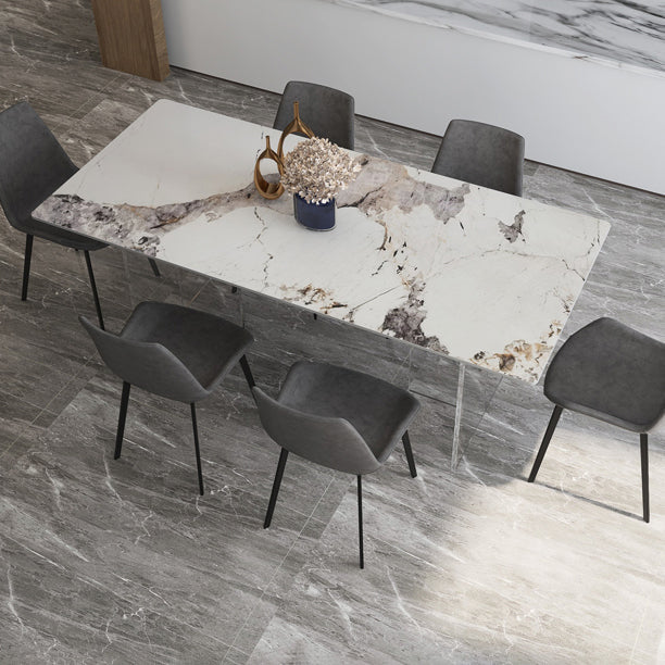 Acrylic Contemporary Rectangular Table Sintered Stone Table for Dining Room Clearhalo ' dining_table' 'Dining Tables & Seating' 'Dining Tables' 'furn' 'furn_dining_table' 'Furniture' 'furniture_dining_table' 'Kitchen & Dining Furniture' 'kitchen&dining_furn' 'kitchen' 'kitchen_dining_table' 4156663