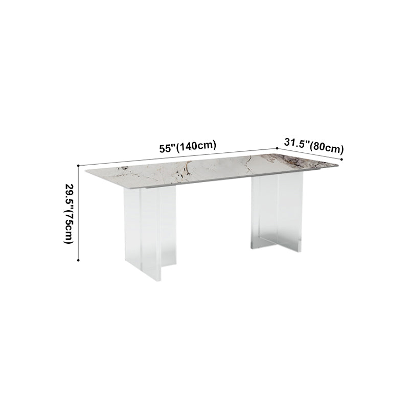 Acrylic Contemporary Rectangular Table Sintered Stone Table for Dining Room Clearhalo ' dining_table' 'Dining Tables & Seating' 'Dining Tables' 'furn' 'furn_dining_table' 'Furniture' 'furniture_dining_table' 'Kitchen & Dining Furniture' 'kitchen&dining_furn' 'kitchen' 'kitchen_dining_table' 4156664
