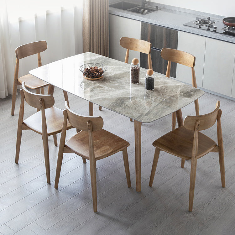 Simple Sintered Stone Dining Table 4 Legs Wood Base Rectangle Table for Home Clearhalo ' dining_table' 'Dining Tables & Seating' 'Dining Tables' 'furn' 'furn_dining_table' 'Furniture' 'furniture_dining_table' 'Kitchen & Dining Furniture' 'kitchen&dining_furn' 'kitchen' 'kitchen_dining_table' 4156670