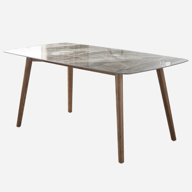 Simple Sintered Stone Dining Table 4 Legs Wood Base Rectangle Table for Home Gray Without Chairs Clearhalo ' dining_table' 'Dining Tables & Seating' 'Dining Tables' 'furn' 'furn_dining_table' 'Furniture' 'furniture_dining_table' 'Kitchen & Dining Furniture' 'kitchen&dining_furn' 'kitchen' 'kitchen_dining_table' 4156671