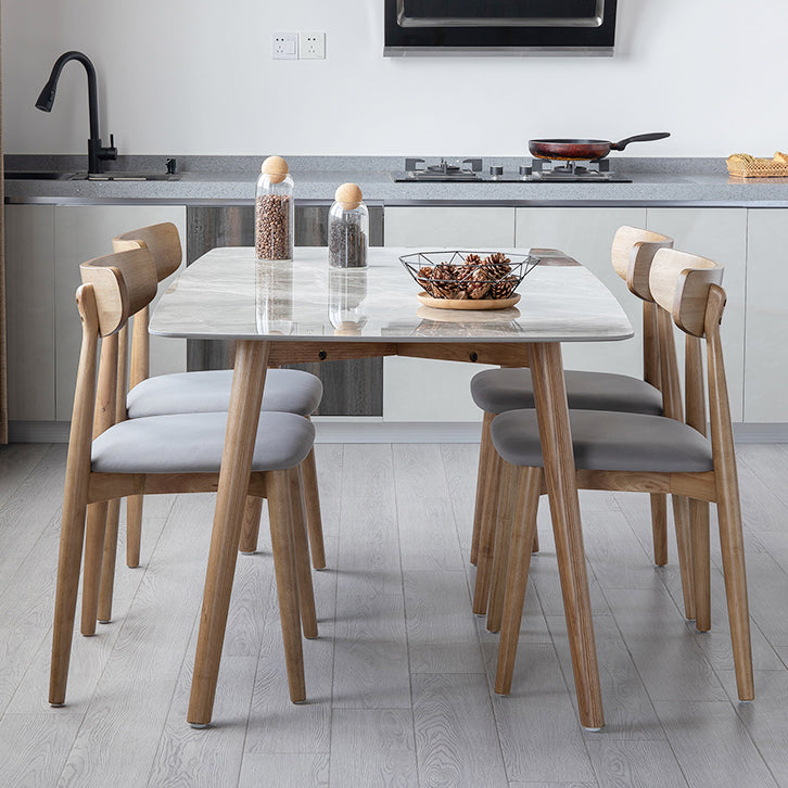 Simple Sintered Stone Dining Table 4 Legs Wood Base Rectangle Table for Home Clearhalo ' dining_table' 'Dining Tables & Seating' 'Dining Tables' 'furn' 'furn_dining_table' 'Furniture' 'furniture_dining_table' 'Kitchen & Dining Furniture' 'kitchen&dining_furn' 'kitchen' 'kitchen_dining_table' 4156676