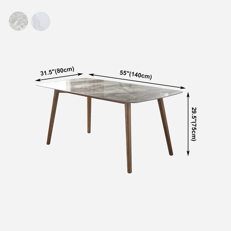 Simple Sintered Stone Dining Table 4 Legs Wood Base Rectangle Table for Home Clearhalo ' dining_table' 'Dining Tables & Seating' 'Dining Tables' 'furn' 'furn_dining_table' 'Furniture' 'furniture_dining_table' 'Kitchen & Dining Furniture' 'kitchen&dining_furn' 'kitchen' 'kitchen_dining_table' 4156679