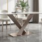Traditional Luxury Dining Table Rectangle Sintered Stone Dining Table with Pedestal Base Clearhalo ' dining_table' 'Dining Tables & Seating' 'Dining Tables' 'furn' 'furn_dining_table' 'Furniture' 'furniture_dining_table' 'Kitchen & Dining Furniture' 'kitchen&dining_furn' 'kitchen' 'kitchen_dining_table' 4156689