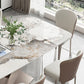 Traditional Luxury Dining Table Rectangle Sintered Stone Dining Table with Pedestal Base Clearhalo ' dining_table' 'Dining Tables & Seating' 'Dining Tables' 'furn' 'furn_dining_table' 'Furniture' 'furniture_dining_table' 'Kitchen & Dining Furniture' 'kitchen&dining_furn' 'kitchen' 'kitchen_dining_table' 4156690