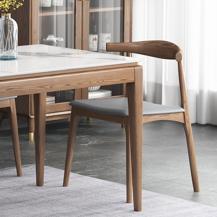 Rectangle Mid-Century Modern Dining Table White Sintered Stone Table with 4 Solid Wood Legs Clearhalo ' dining_table' 'Dining Tables & Seating' 'Dining Tables' 'furn' 'furn_dining_table' 'Furniture' 'furniture_dining_table' 'Kitchen & Dining Furniture' 'kitchen&dining_furn' 'kitchen' 'kitchen_dining_table' 4156705