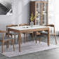 Rectangle Mid-Century Modern Dining Table White Sintered Stone Table with 4 Solid Wood Legs Clearhalo ' dining_table' 'Dining Tables & Seating' 'Dining Tables' 'furn' 'furn_dining_table' 'Furniture' 'furniture_dining_table' 'Kitchen & Dining Furniture' 'kitchen&dining_furn' 'kitchen' 'kitchen_dining_table' 4156707
