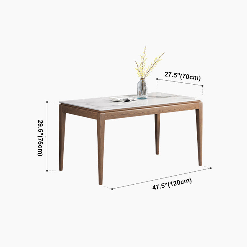 Rectangle Mid-Century Modern Dining Table White Sintered Stone Table with 4 Solid Wood Legs Clearhalo ' dining_table' 'Dining Tables & Seating' 'Dining Tables' 'furn' 'furn_dining_table' 'Furniture' 'furniture_dining_table' 'Kitchen & Dining Furniture' 'kitchen&dining_furn' 'kitchen' 'kitchen_dining_table' 4156709