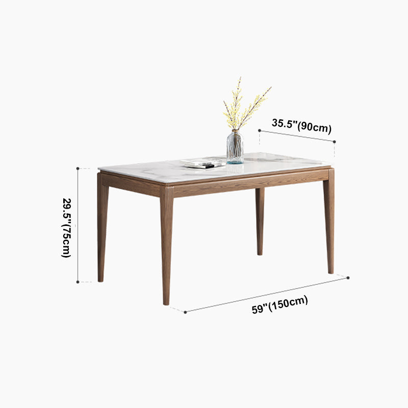 Rectangle Mid-Century Modern Dining Table White Sintered Stone Table with 4 Solid Wood Legs Clearhalo ' dining_table' 'Dining Tables & Seating' 'Dining Tables' 'furn' 'furn_dining_table' 'Furniture' 'furniture_dining_table' 'Kitchen & Dining Furniture' 'kitchen&dining_furn' 'kitchen' 'kitchen_dining_table' 4156712