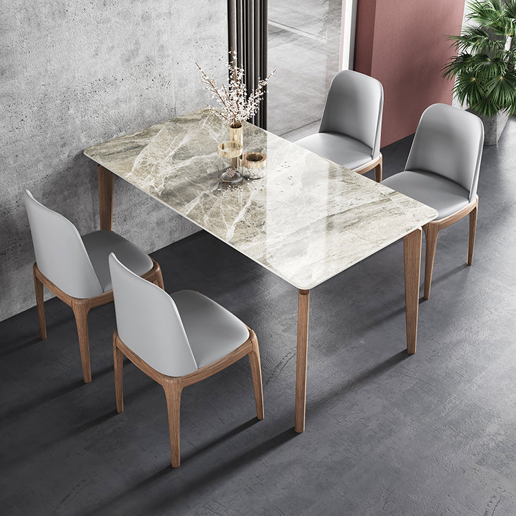 Rectangle Mid-Century Modern Dining Table Sintered Stone Table with 4 Solid Wood Legs Clearhalo ' dining_table' 'Dining Tables & Seating' 'Dining Tables' 'furn' 'furn_dining_table' 'Furniture' 'furniture_dining_table' 'Kitchen & Dining Furniture' 'kitchen&dining_furn' 'kitchen' 'kitchen_dining_table' 4156713