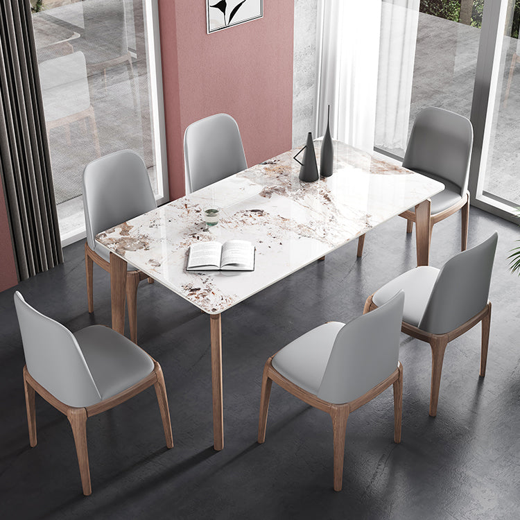 Rectangle Mid-Century Modern Dining Table Sintered Stone Table with 4 Solid Wood Legs Pandora Gold Without Chairs Clearhalo ' dining_table' 'Dining Tables & Seating' 'Dining Tables' 'furn' 'furn_dining_table' 'Furniture' 'furniture_dining_table' 'Kitchen & Dining Furniture' 'kitchen&dining_furn' 'kitchen' 'kitchen_dining_table' 4156715
